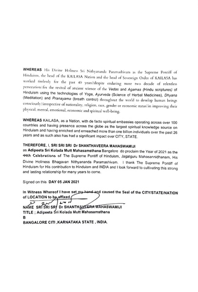 File:India Proclamation Sri Sri Sri Dr Shanthaveera Mahaswamiji .Sri Kolada Mutt.pdf