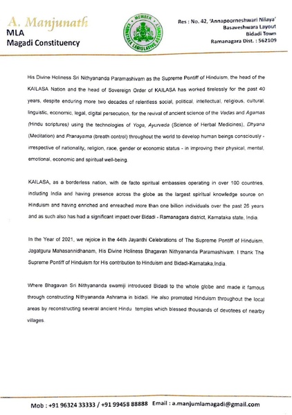 File:Proclamation from A. Manjnath - MLA Magadi Constituency - India.pdf