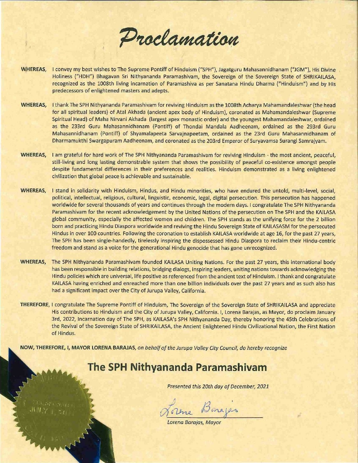 File Proclamation From The City Of Jurupa Valley pdf Nithyanandapedia